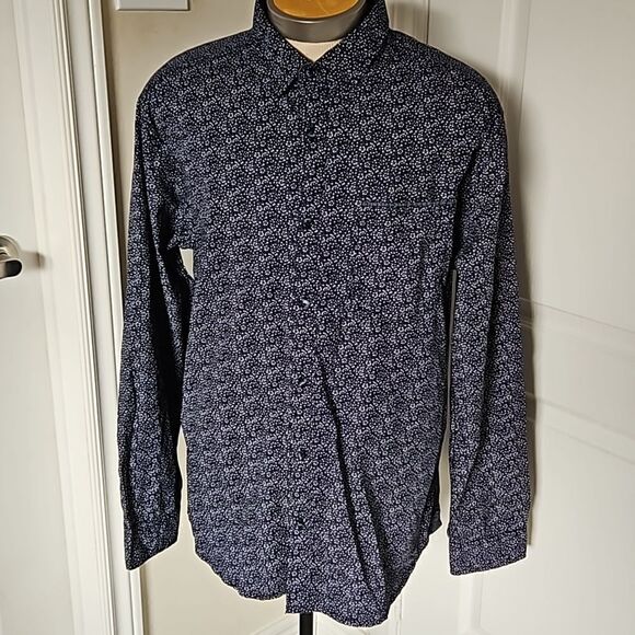 Tailored Recreation Men's Button Down Long Sleeves Cotton Shirt Navy Blue 2XL - Picture 6 of 16